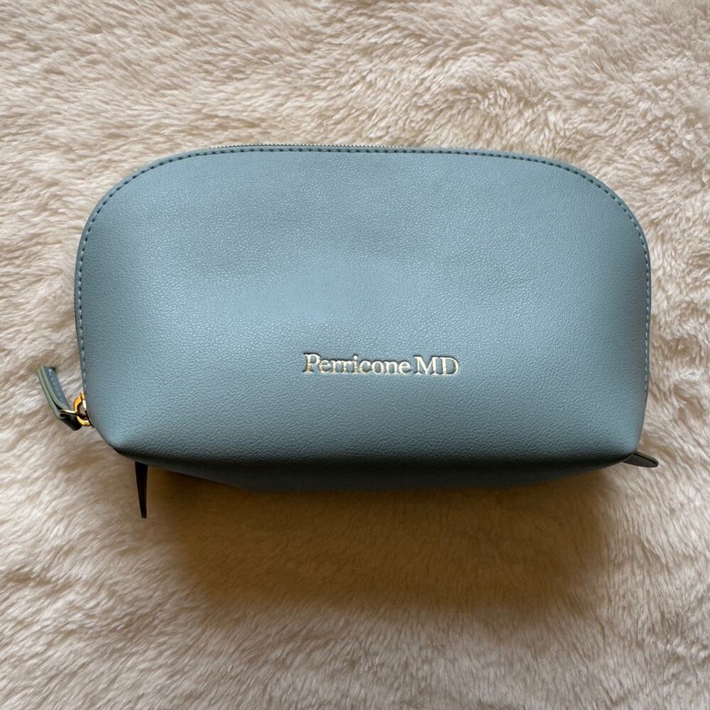 Perricone MD Light Blue Leather Cosmetic Pouch